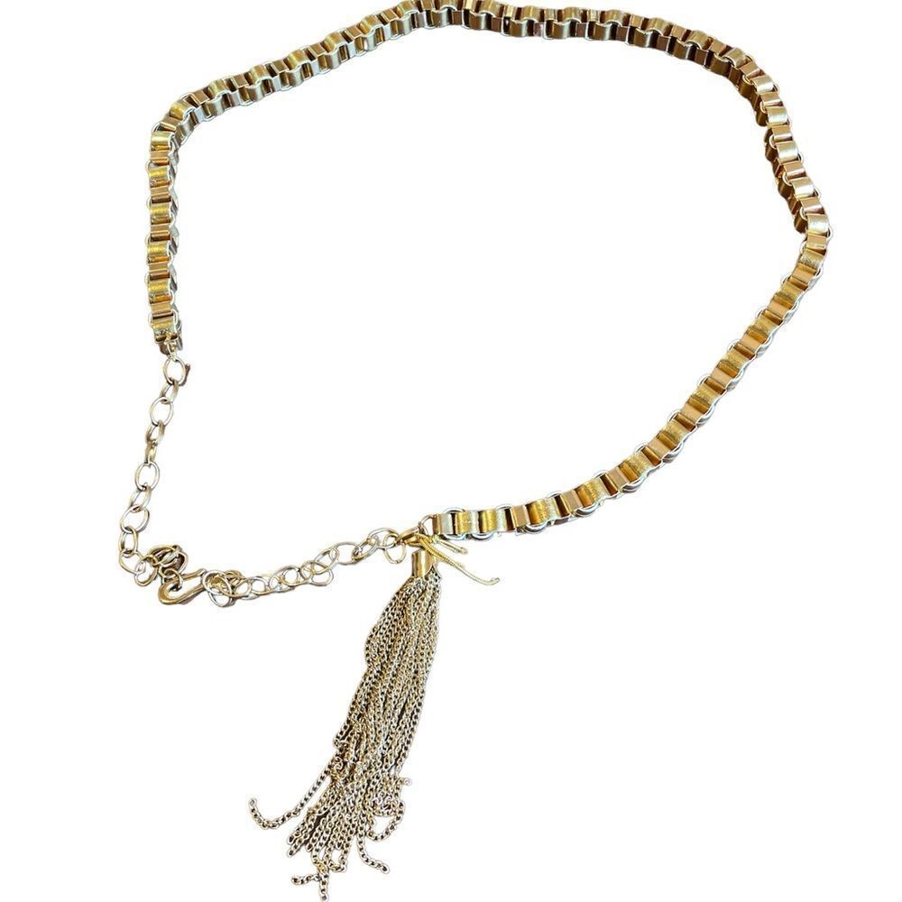 BEBE gold tassel belt